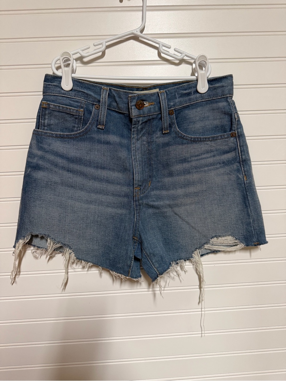 Madewell Light Blue Distressed Denim Cutoff Shorts